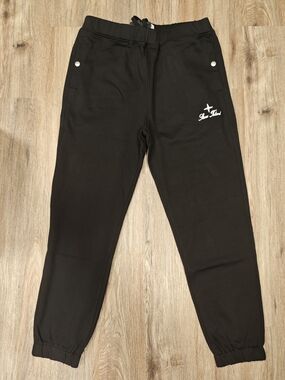 Stone Island Black Jogger Pants with White Logo
